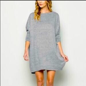 TYLI Women's Gray Boat Neck Tapered Hem Tunic Dress Size Large